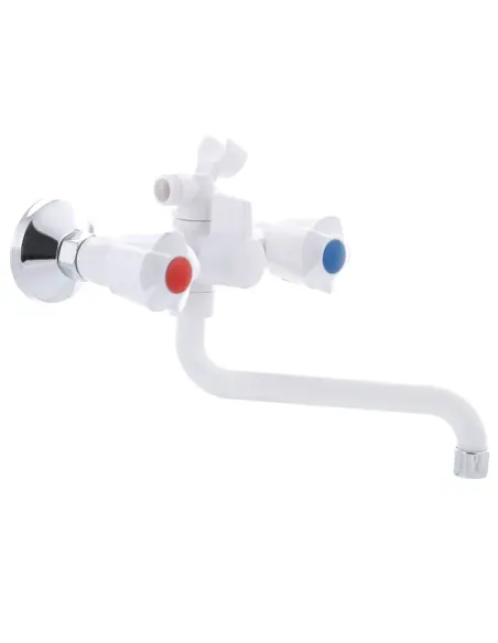 Смеситель для ванны Plamix Ama-142 White двухвентильный, ABS-пластик