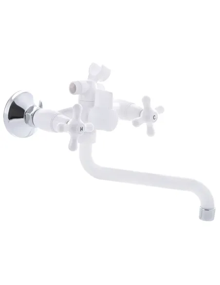 Смеситель для ванны Plamix Amax-142 White двухвентильный, ABS-пластик