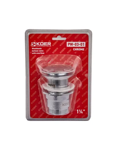 Донный клапан для раковины Koer PW-03-01 1 1/4 дюйма, с переливом