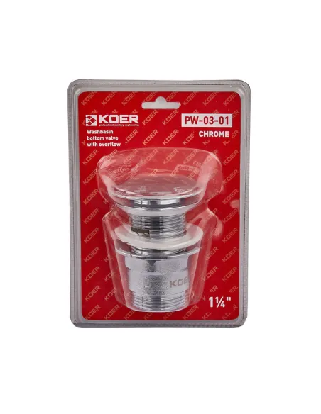 Донний клапан для раковини Koer PW-03-01 1 1/4 дюйма, з переливом