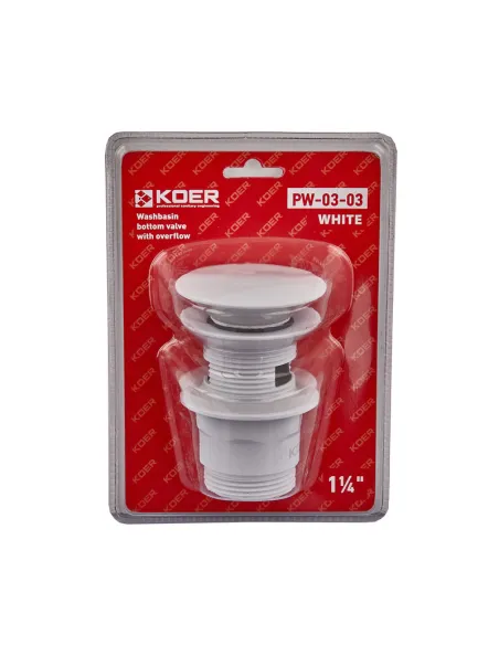 Донний клапан для раковини Koer PW-03-03 1 1/4 дюйма, з переливом