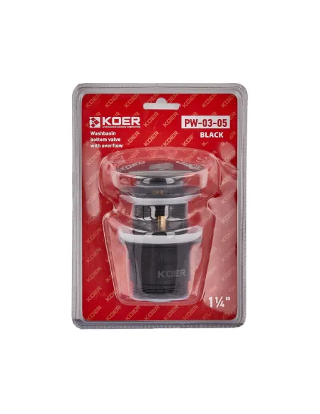 Донный клапан для раковины Koer PW-03-05 1 1/4 дюйма, с переливом