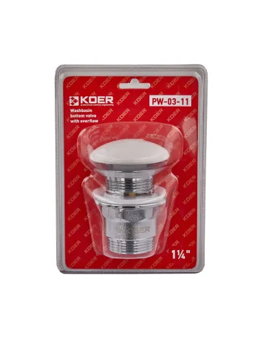 Донный клапан для раковины Koer PW-03-11 1 1/4 дюйма, с переливом