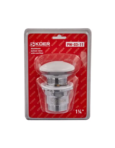 Донный клапан для раковины Koer PW-03-11 1 1/4 дюйма, с переливом