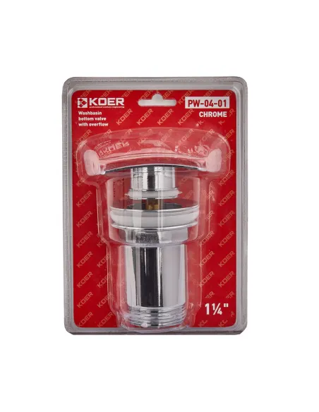 Донний клапан для раковини Koer PW-04-01 1 1/4 дюйма, з переливом