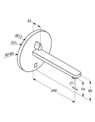 Смеситель сенсорный для умывальника Kludi Zenta 3840105 (настен. монтаж, сеть 240 V или батарейки, 240 мм, круглый отражатель, р