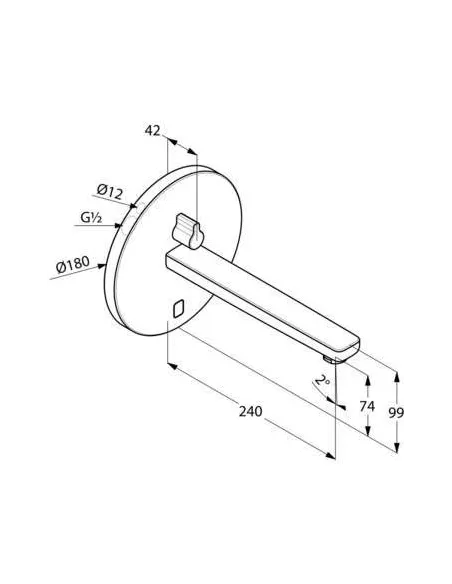 Смеситель сенсорный для умывальника Kludi Zenta 3840105 (настен. монтаж, сеть 240 V или батарейки, 240 мм, круглый отражатель, р