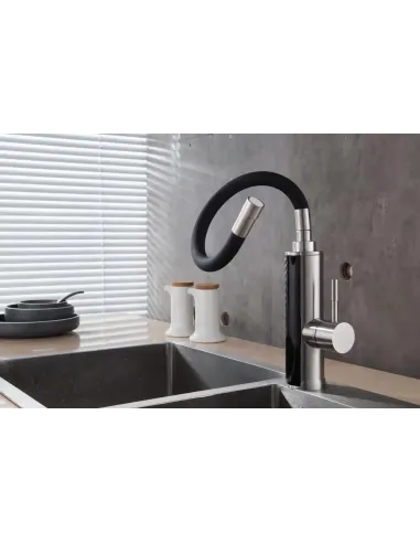 Смеситель для кухни Mixxus Electra 470-EF, с подогревом воды, гибкий излив