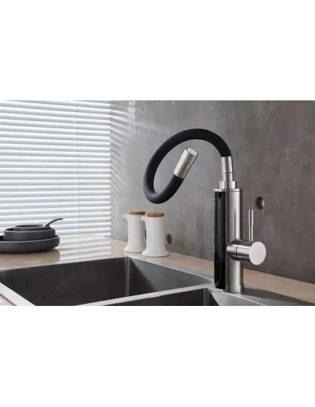 Смеситель для кухни Mixxus Electra 470-EF, с подогревом воды, гибкий излив