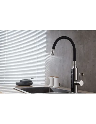 Змішувач для кухні Mixxus Electra 470-EF, з підігрівом води, гнучкий вилив