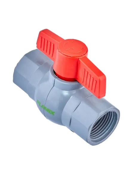 Кран шаровой прямой Plamix PVF FF PVC 1 дюйм, ABS-пластик
