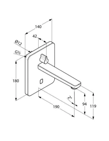 Смеситель сенсорный для умывальника Kludi Zenta 3850005 (настен. монтаж, сеть 240 V или батарейки, 190 мм, квадратный отражатель