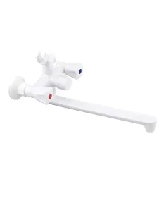 Смеситель для ванны Plamix Omega-140 Euro White двухвентильный, ABS-пластик