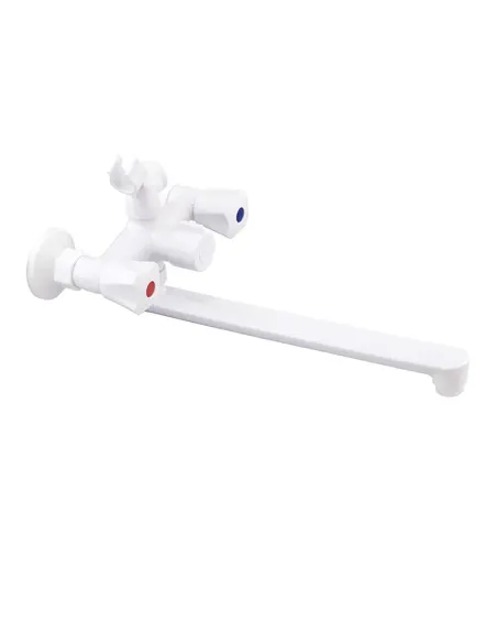 Смеситель для ванны Plamix Omega-140 Euro White двухвентильный, ABS-пластик