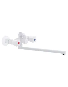 Змішувач для ванни Plamix Omega-140 White двовентильний, ABS-пластик