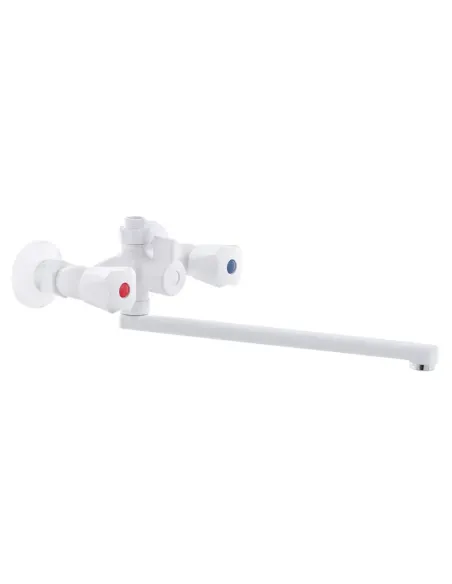 Смеситель для ванны Plamix Omega-140 White двухвентильный, ABS-пластик Смеситель для ванны Plamix Omega-140 White двухвентильный, ABS-пластик