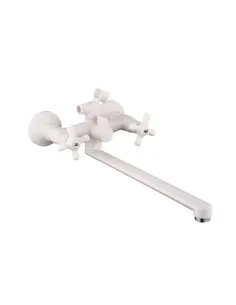 Смеситель для ванны Plamix Pablo-140 Euro Set White, двухвентильный, ABS-пластик