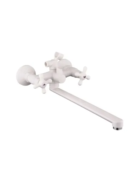 Змішувач для ванни Plamix Pablo-140 Euro Set White, двовентильний, ABS-пластик