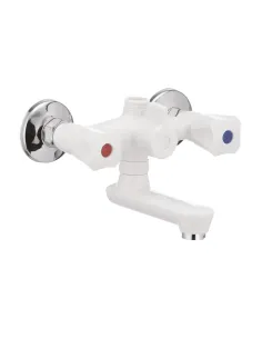 Смеситель для ванны Plamix Omega-142 White двухвентильный, ABS-пластик