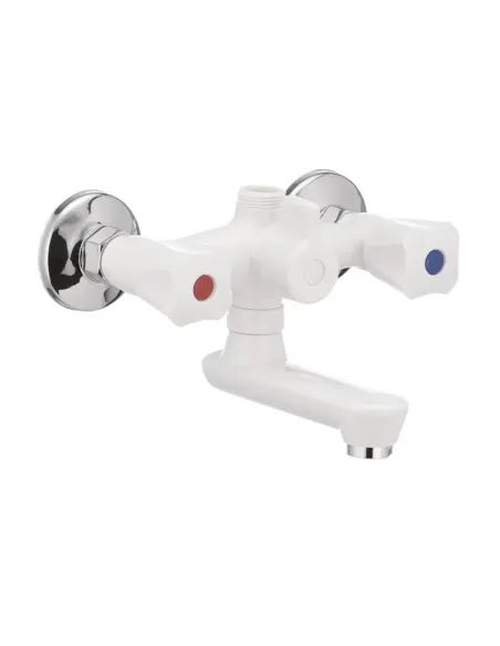 Змішувач для ванни Plamix Omega-142 White двовентильний, ABS-пластик