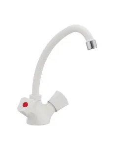 Смеситель для кухни Plamix Omega-271 White двухвентильный, ABS-пластик