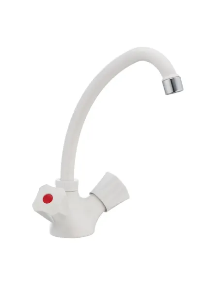 Змішувач для кухні Plamix Omega-271 White двовентильний, ABS-пластик