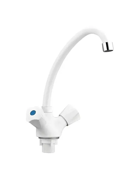 Смеситель для кухни Plamix Omega-271 белый двухвентильный, ABS-пластик