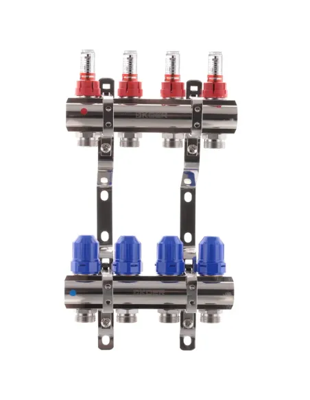 Колектор для теплої підлоги Koer KR.1110-04 4 виходи, з витратомірами