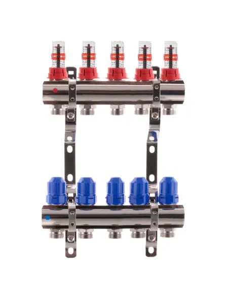 Колектор для теплої підлоги Koer KR.1110-05 5 виходів, з витратомірами