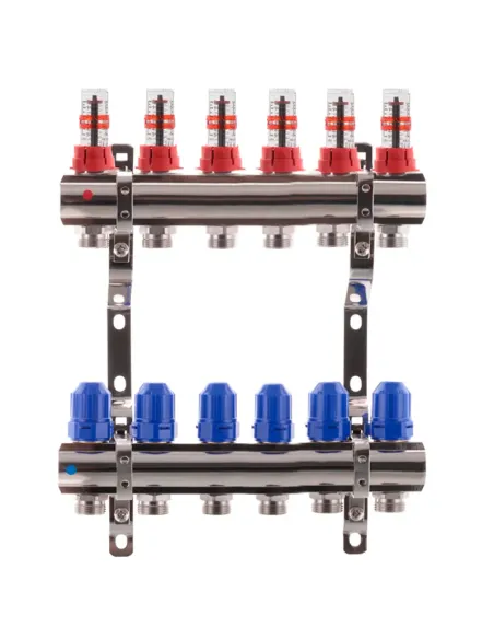 Колектор для теплої підлоги Koer KR.1110-06 6 виходів, з витратомірами
