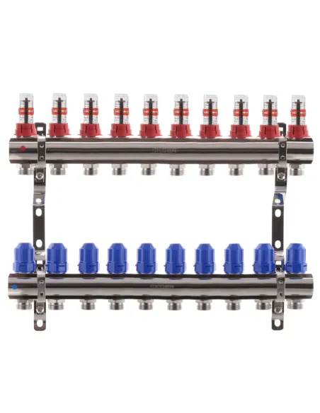 Коллектор для теплого пола Koer KR.1110-10 10 выходов, с расходомерами