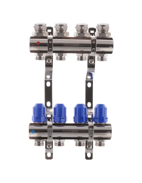 Колектор для теплої підлоги Koer KR.1100-04 4 виходи, з термостатичними клапанами