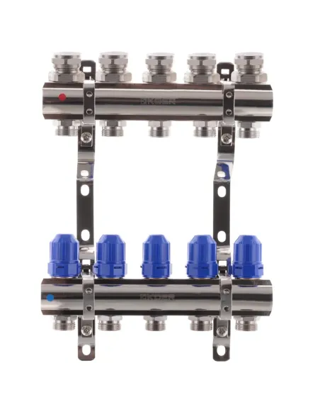Коллектор для теплого пола Koer KR.1100-05 5 выходов, с термостатическими клапанами