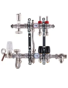 Коллектор для теплого пола Koer KR.S1011-2 SUS304 2 выхода, со встроенным смесительным узлом и евроконусами