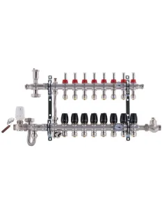 Коллектор для теплого пола Koer KR.S1011-8 SUS304 8 выходов, со встроенным смесительным узлом и евроконусами