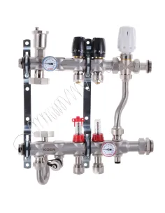 Коллектор для теплого пола Koer KR.S1013-2 SUS304 2 выхода, со встроенным смесительным узлом и евроконусами