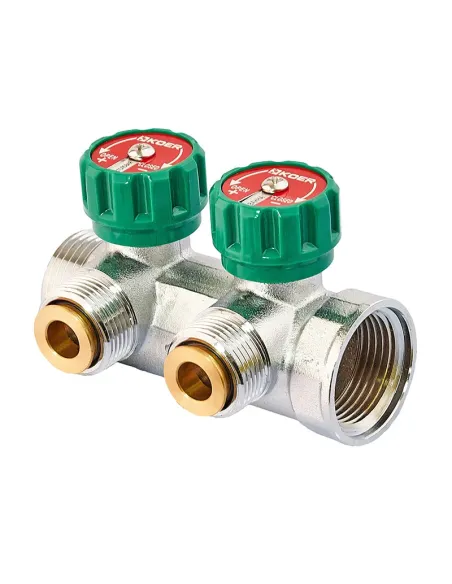 Колектор для теплої підлоги Koer KR.1127-2 Ways 2 виходу, вентильний, з адаптером