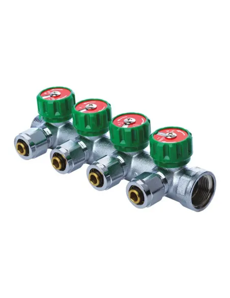 Колектор для теплої підлоги Koer KR.1122-4 Ways 4 виходу, вентильний, з фітингом