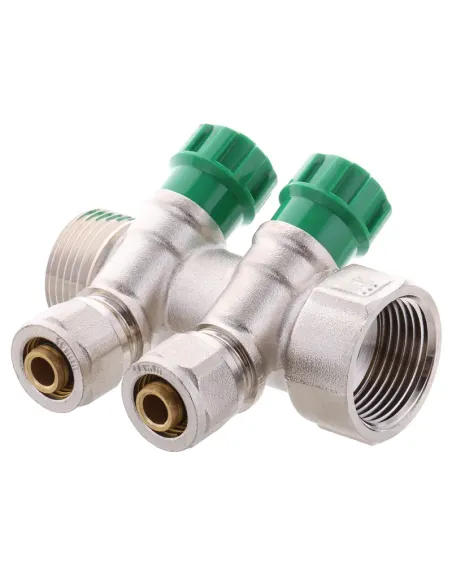 Колектор для теплої підлоги Koer KR.1124-2 Ways 2 виходу, вентильний, з фітингом