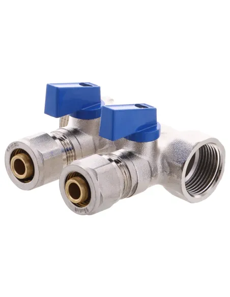 Колектор для теплої підлоги Koer KR.1125-2 Ways 2 виходу, з кульовими кранами та фітингом