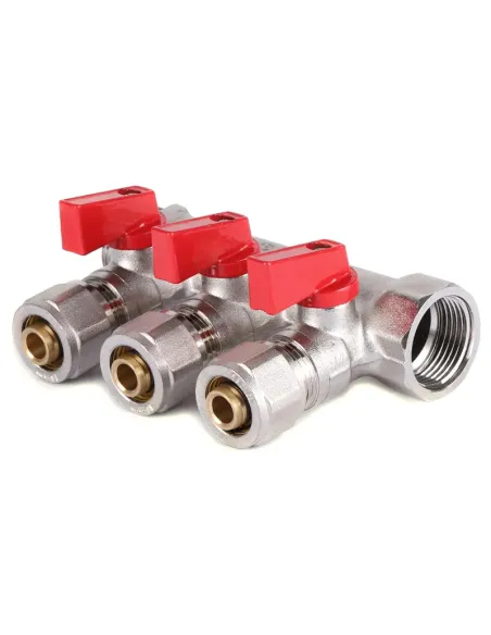 Колектор для теплої підлоги Koer KR.1125-3 Ways 3 виходу, з кульовими кранами та фітингом