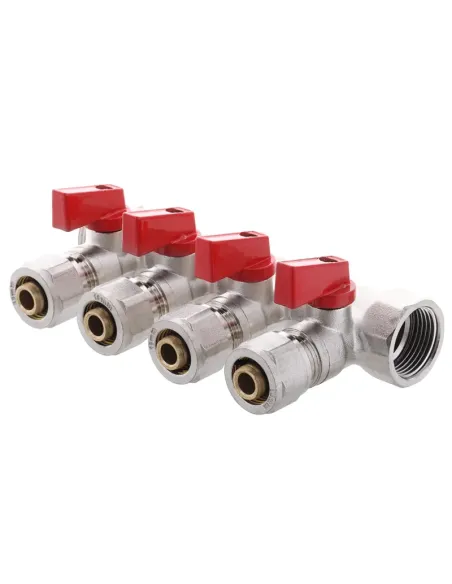 Колектор для теплої підлоги Koer KR.1125-4 Ways 4 виходи, з кульовими кранами та фітингом