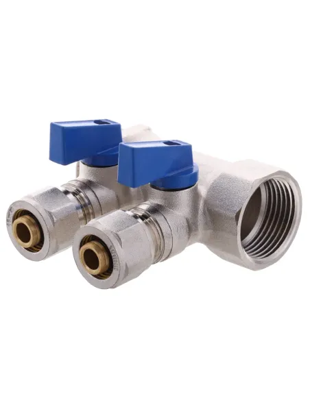 Колектор для теплої підлоги Koer KR.1126-2 Ways 2 виходу, з кульовими кранами та фітингом