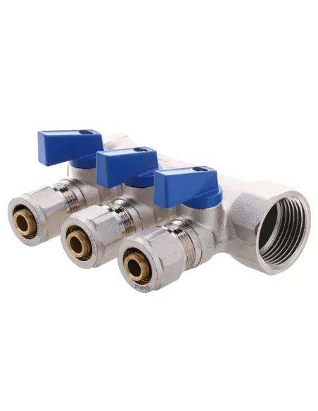 Колектор для теплої підлоги Koer KR.1126-3 Ways 3 виходу, з кульовими кранами та фітингом Колектор для теплої підлоги Koer KR.1126-3 Ways 3 виходу, з кульовими кранами та фітингом