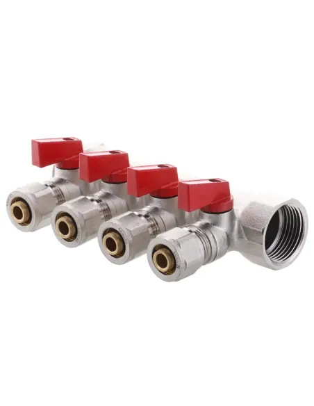 Коллектор для теплого пола Koer KR.1126-4 Ways 4 выхода, с шаровыми кранами и фитингом