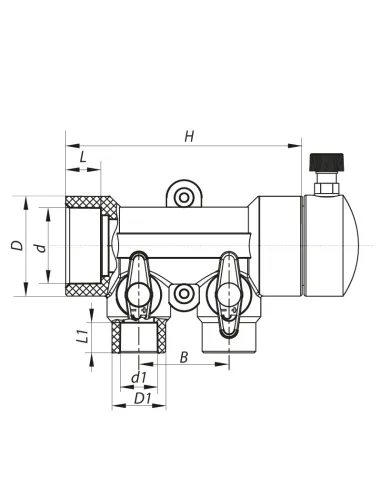 Коллектор для ППР труб Koer K0169.PRO 2 выхода, с шаровыми кранами