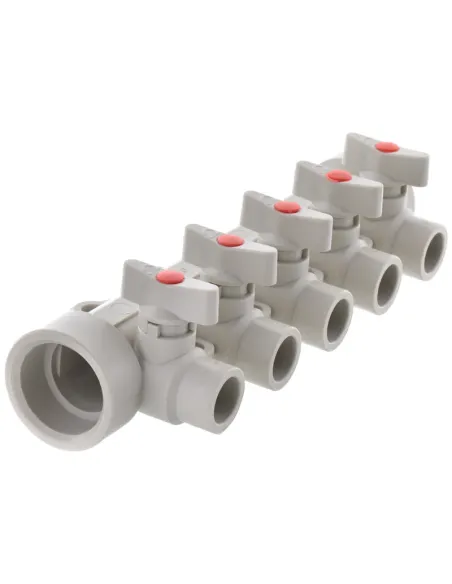 Коллектор для ППР труб Koer K0172.PRO 5 выходов, с шаровыми кранами