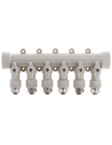 Колектор Koer K0194.PRO 6 виходів, з кульовими кранами та фітингом, для поліпропіленових труб