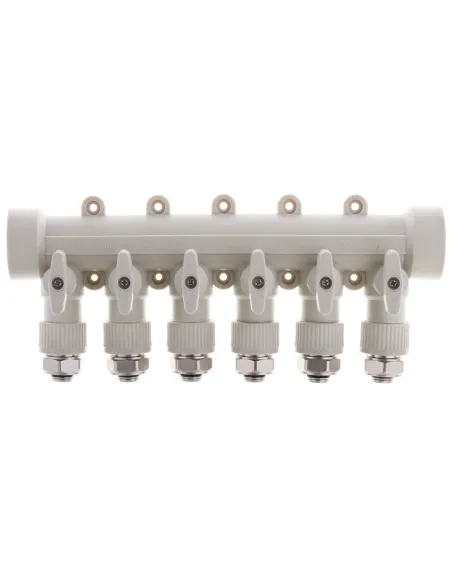 Колектор Koer K0194.PRO 6 виходів, з кульовими кранами та фітингом, для поліпропіленових труб