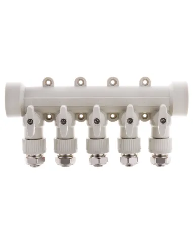 Коллектор для ППР труб Koer K0193.PRO 5 выходов, с шаровыми кранами и фитингом